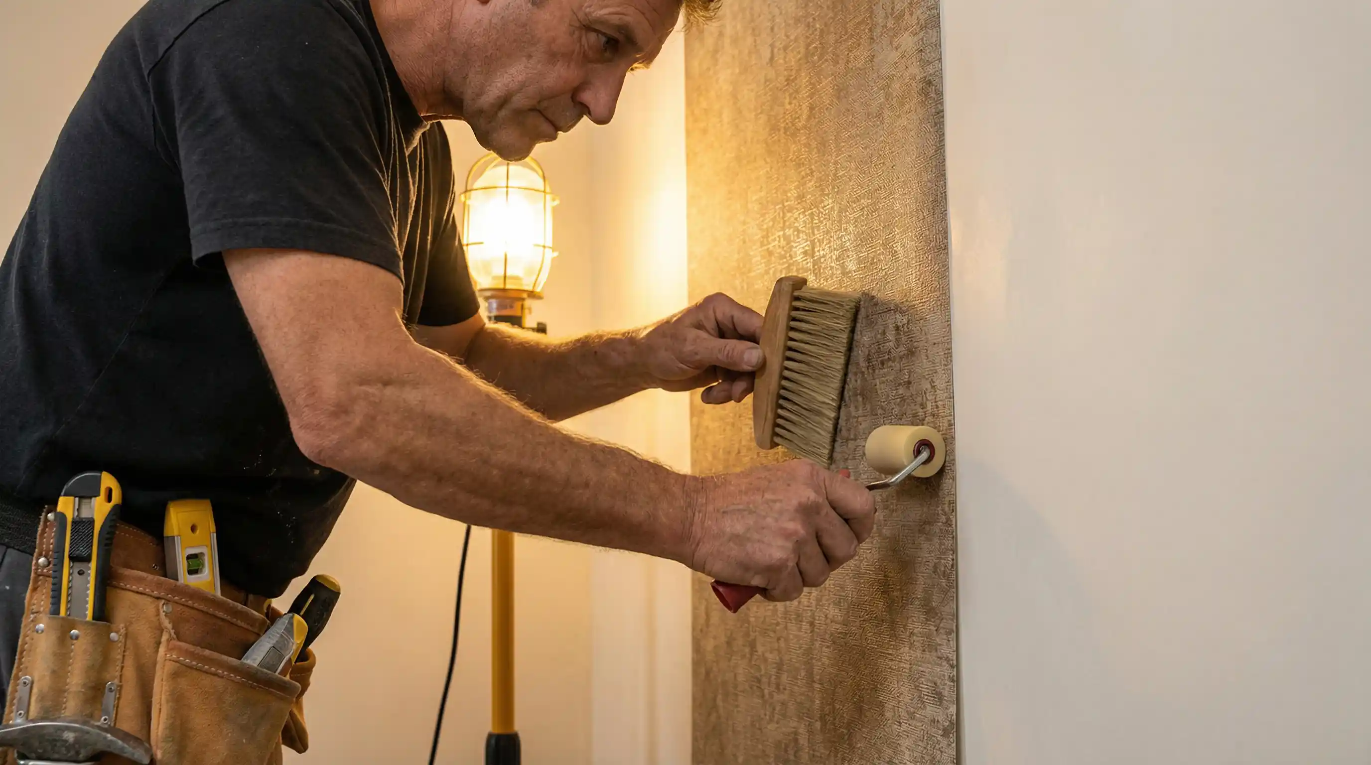 Luxury residential wallpaper installation in bedroom in Lakeview, Chicago